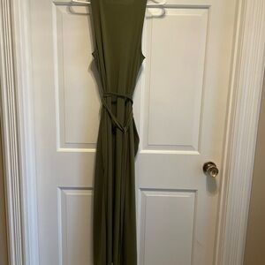 Proenza Schouler Olive Sleeveless Maxi Dress with Tie Waist